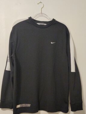 Nike Black Crew Sweatshirt with White Sleeve Panels
